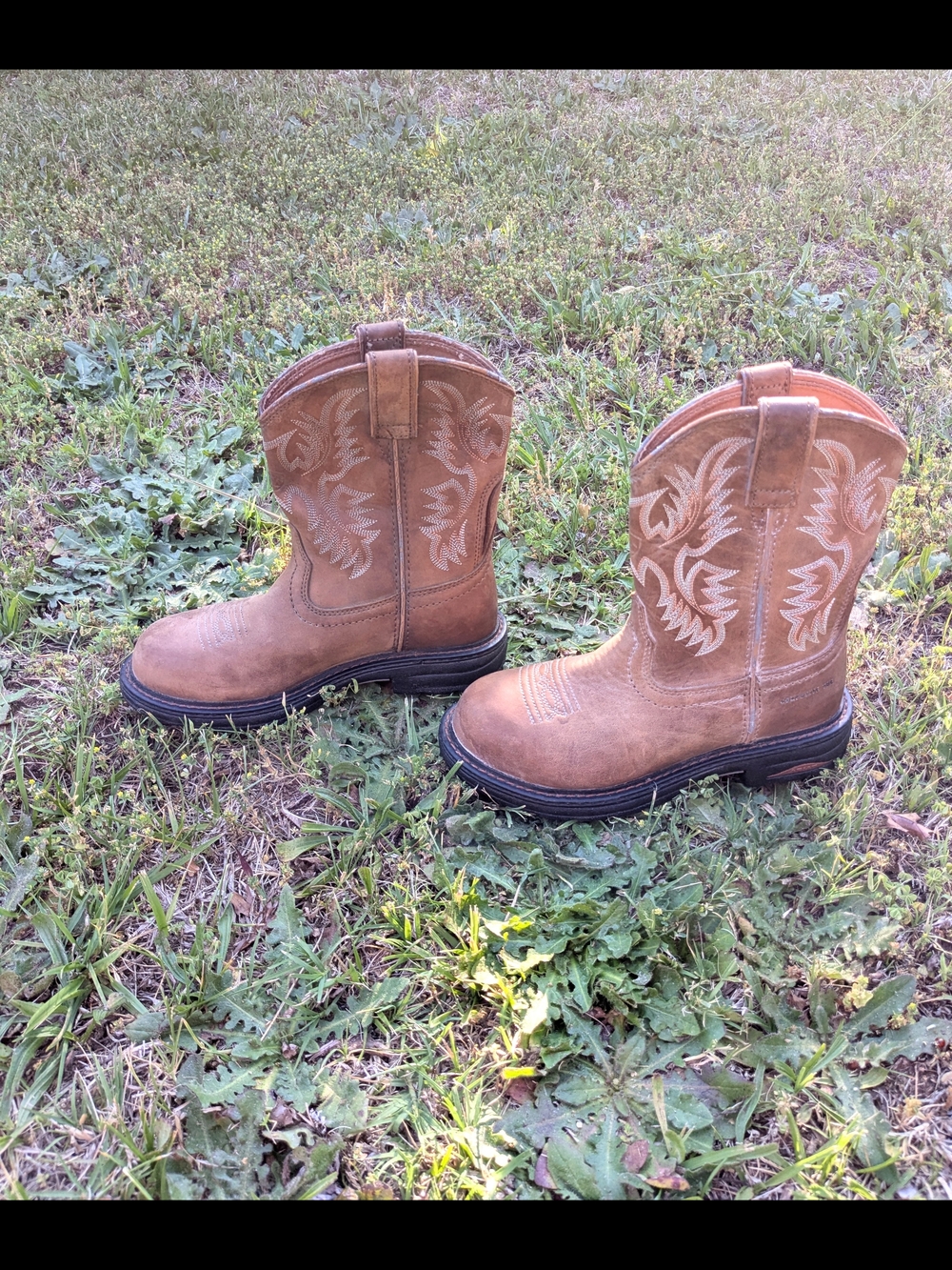Ariat Kids Brown Round Composite Toe Western Work Boots Size 6 - Picture 4 of 6